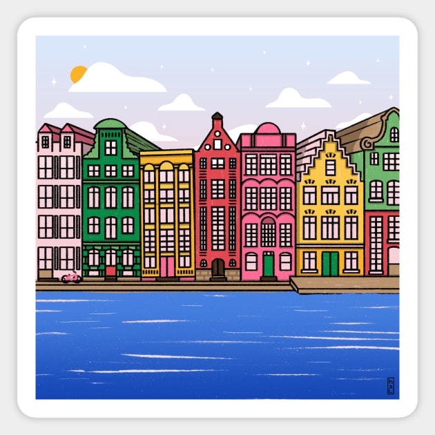 Amsterdam Dutch Houses Sticker by hazal kirikci